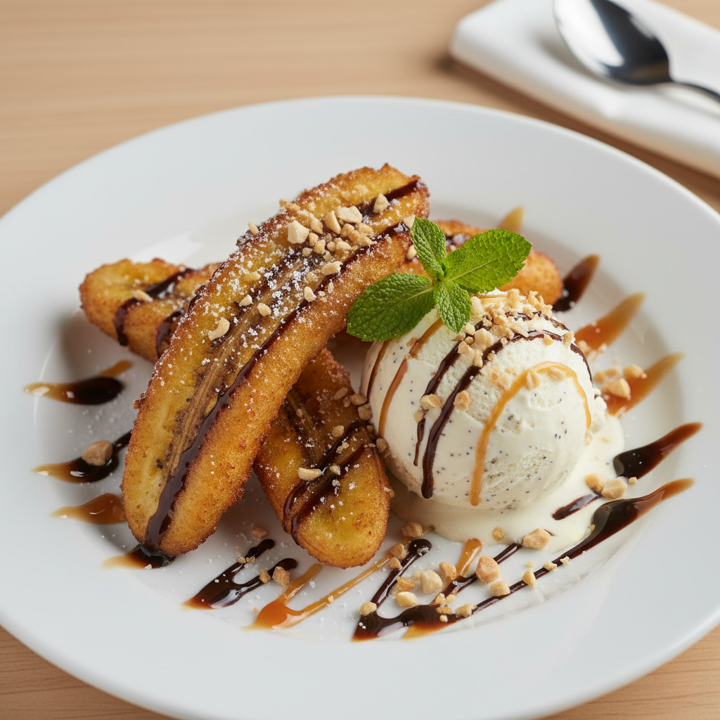 D - 7 FRIED BANANA WITH ICE CREAM
